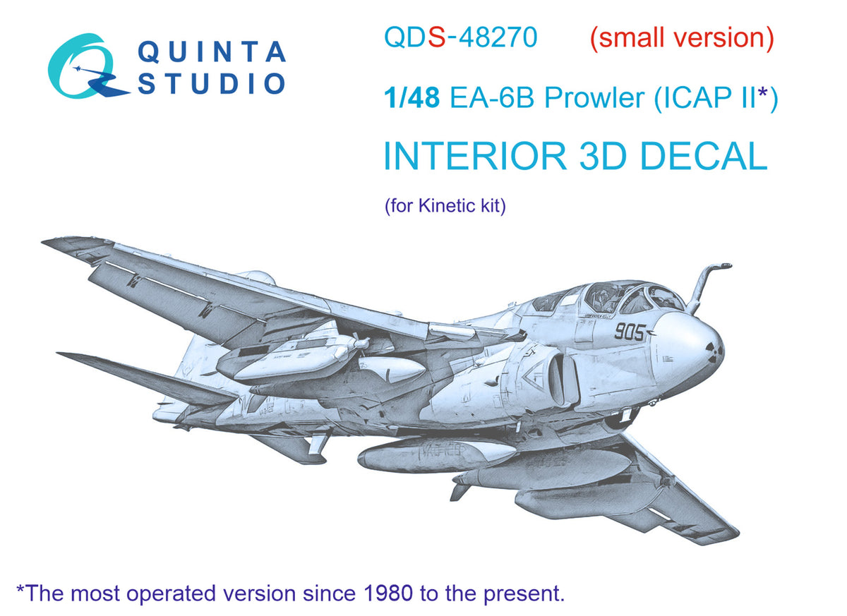 Grumman EA-6B Prowler (ICAP II) 3D-Printed coloured Interior on decal paper (designed to be used with Kinetic Models kits)(SMALL VERSION)