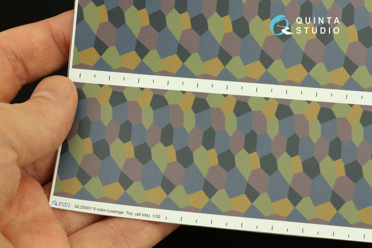 German WWI 5-Colour Lozenge (upper surface) Semi-transparent ultra-thin waterslide decal for exterior surfaces
