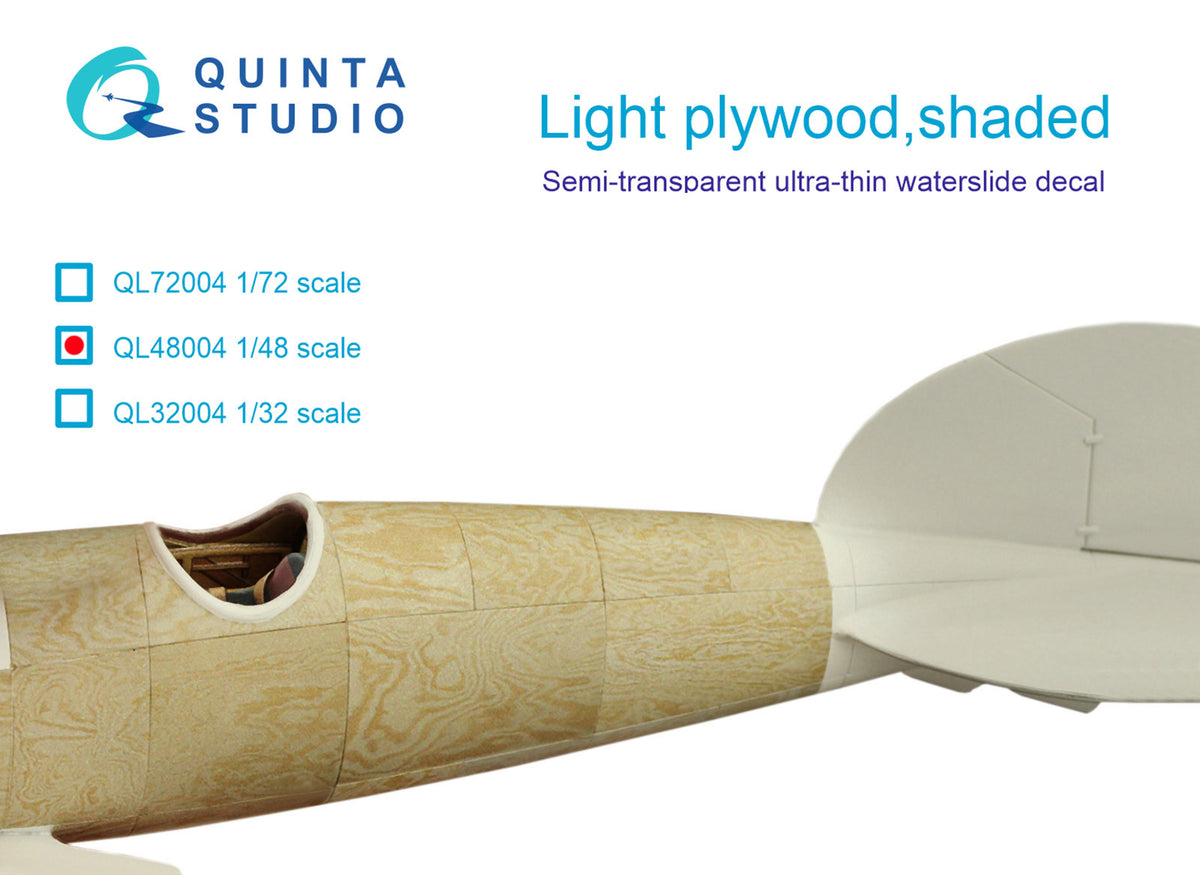 Light plywood, shaded Semi-transparent ultra-thin waterslide decal for exterior surfaces