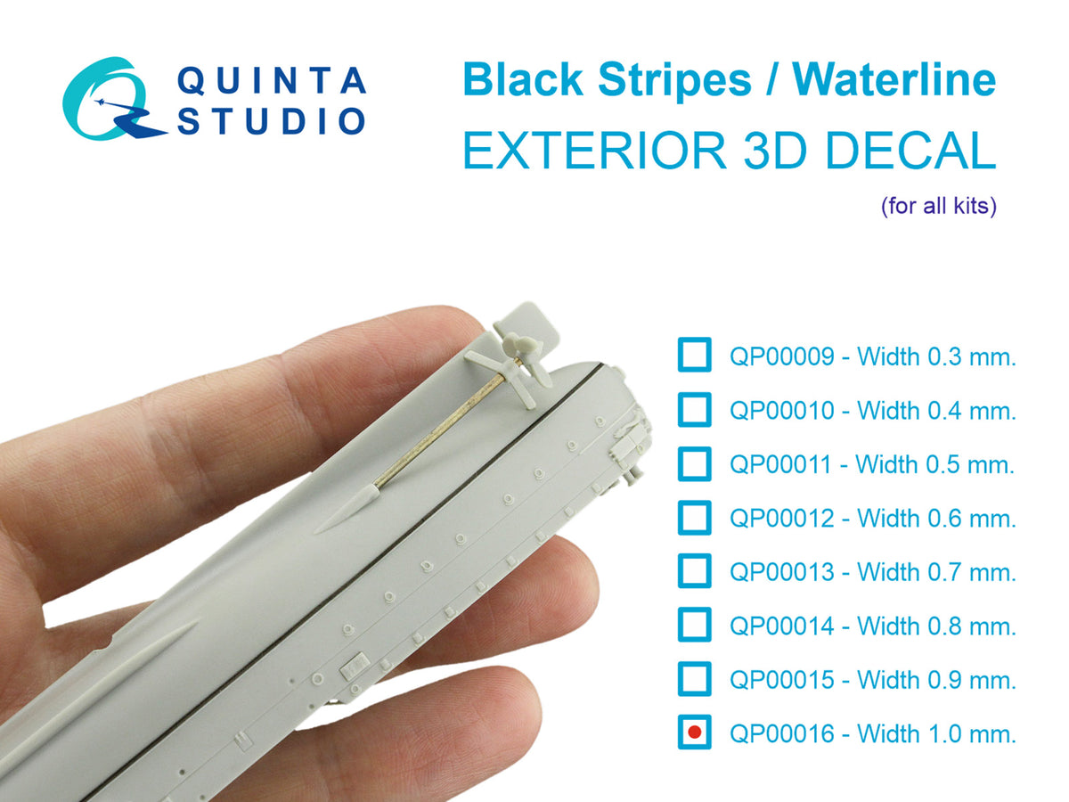 Black stripes/waterlines. Width 1.0 mm, length 2820 mm. (for all kits)