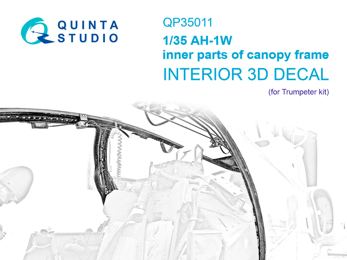 Bell AH-1W inner parts of canopy frame (designed to be used with Trumpeter kits)