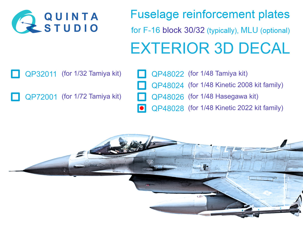 Lockheed-Martin F-16C Fighting Falcon block 30/32 reinforcement plates (3D-Printed)(designed to be used with Kinetic Model kits) 2022 tooled kits)[25/42]