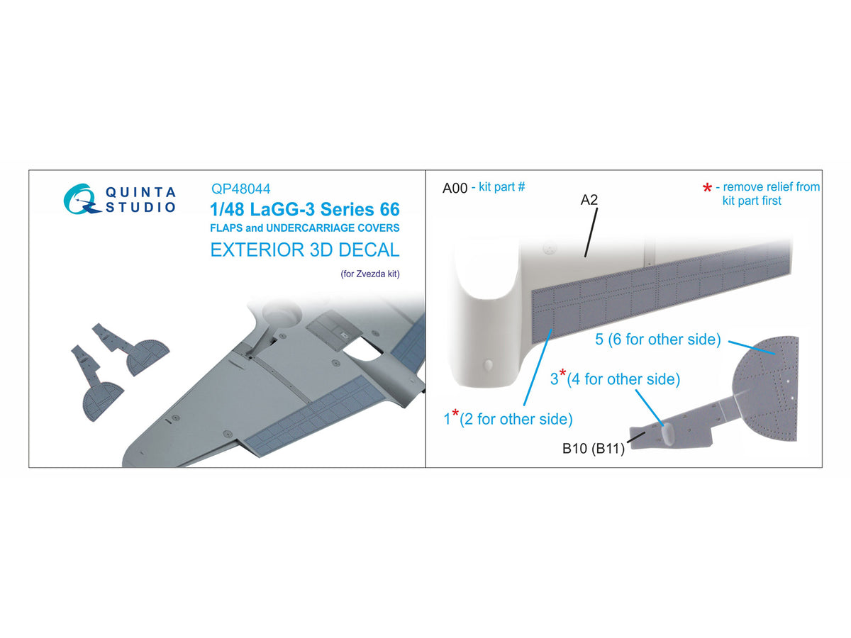Lavochkin LaGG-3 Series 66 Flaps and Undercarriage Covers (designed to be used with Zvezda kits)