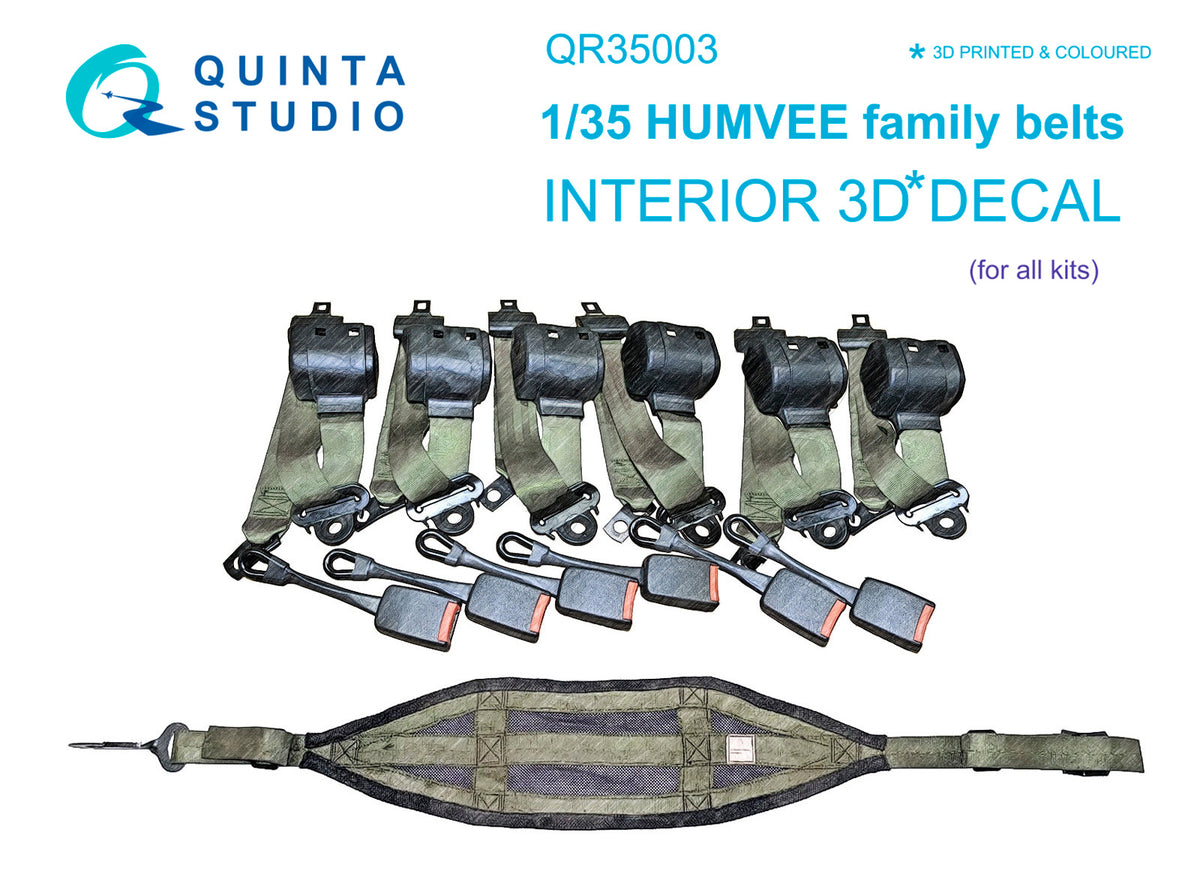 Humvee family seat-belts, (3D-Printed) & coloured on decal paper (designed to be used with Bronco Models and Tamiya kits)[M1114]