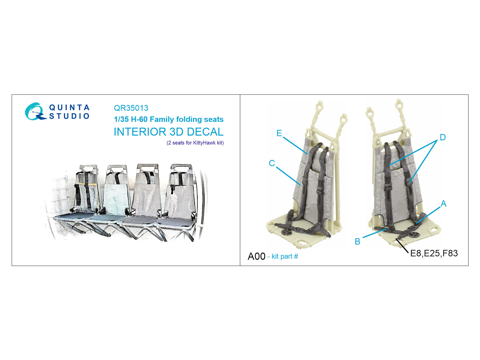 Sikorsky H-60 Family folding seats (3D-Printed)(designed to be used with Kitty Hawk Model kits) 1
