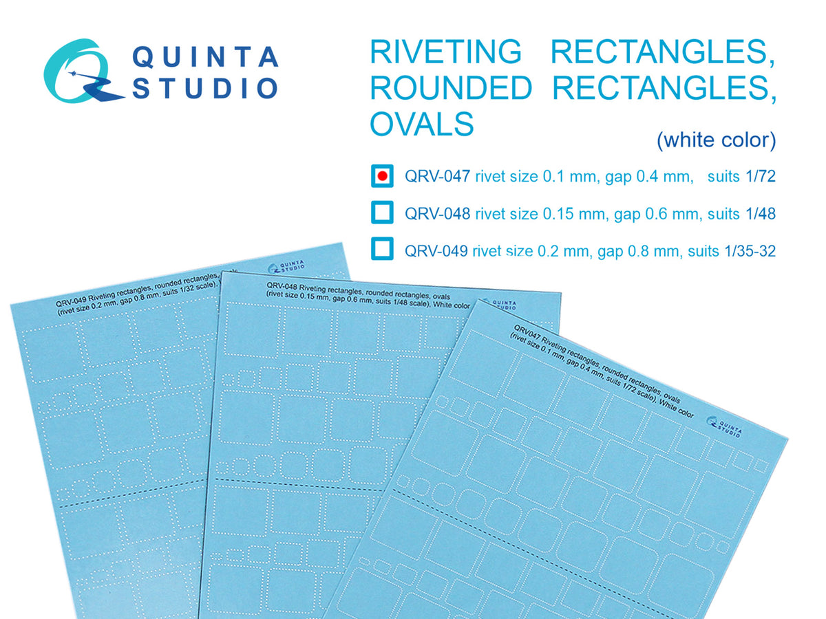 Riveting rectangles, rounded rectangles and ovals (rivet size 0.10 mm, gap 0.4 mm, suits 1/72), White color