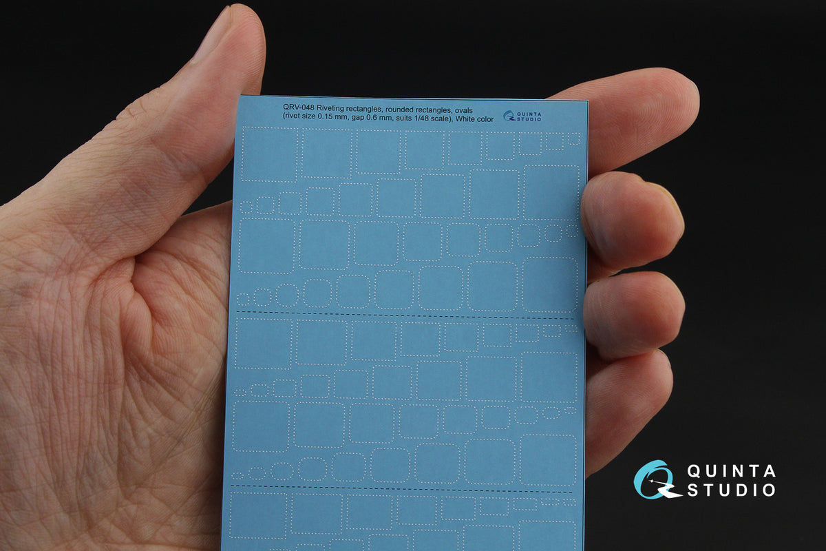 Riveting rectangles, rounded rectangles and ovals (rivet size 0.15 mm, gap 0.6 mm, suits 1/48), White color