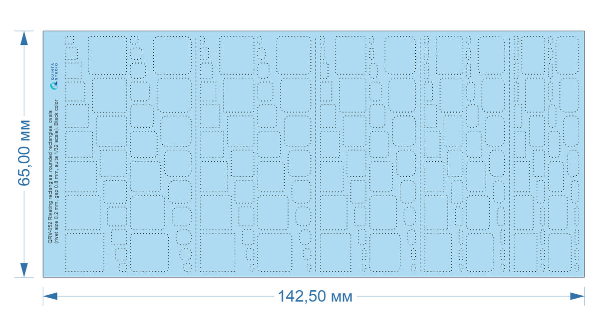 Riveting rectangles, rounded rectangles and ovals (rivet size 0.15 mm, gap 0.6 mm, suits 1/48), Black color