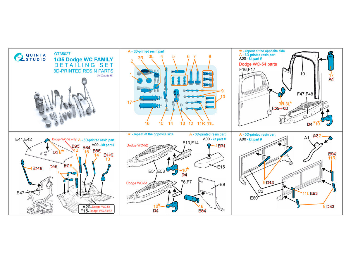 Dodge WC Family detailing set (designed to be used with Zvezda kits)