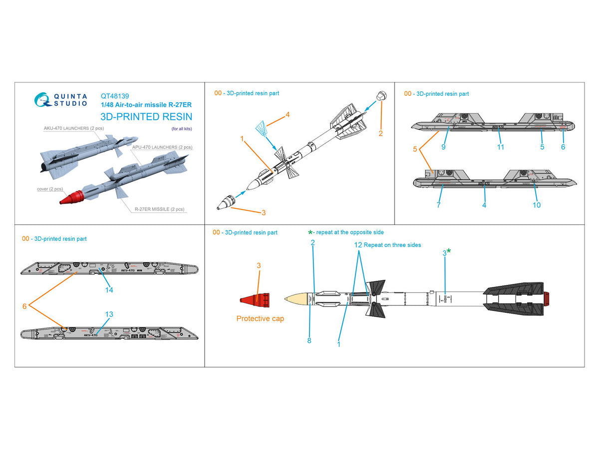 R-27ER Air-to-Air Missiles with Launchers, 2 pcs (for all kits) (This will not be kept in stock but can be added to our next order if you place it on Backorder. (on Backorder please not on a Wish list)