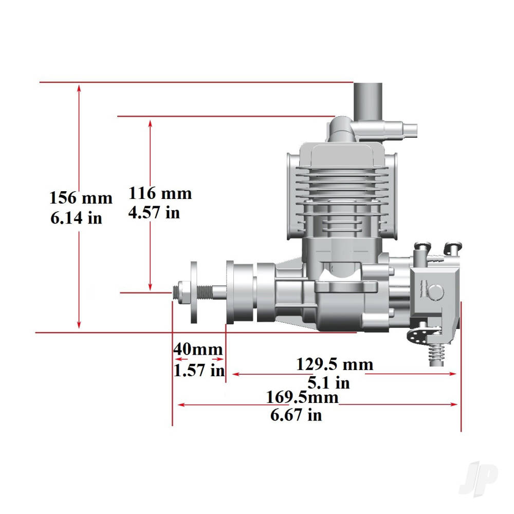 Stinger Engines 26cc Petrol 2-Stroke Single Cylinder Side Exhaust Stinger Engine RCGF26SE 4