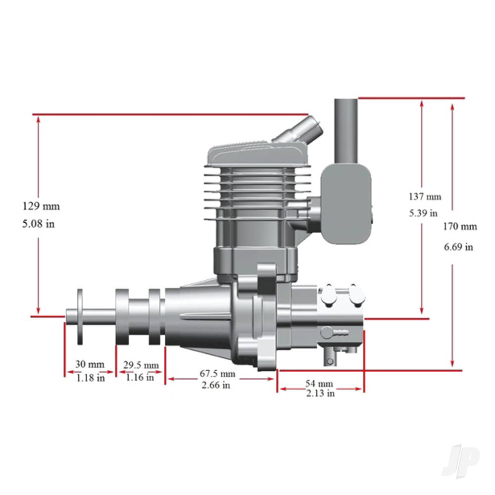 Stinger Engines 35cc Petrol 2-Stroke Single Cylinder Rear Exhaust Engine RCGF35RE 3