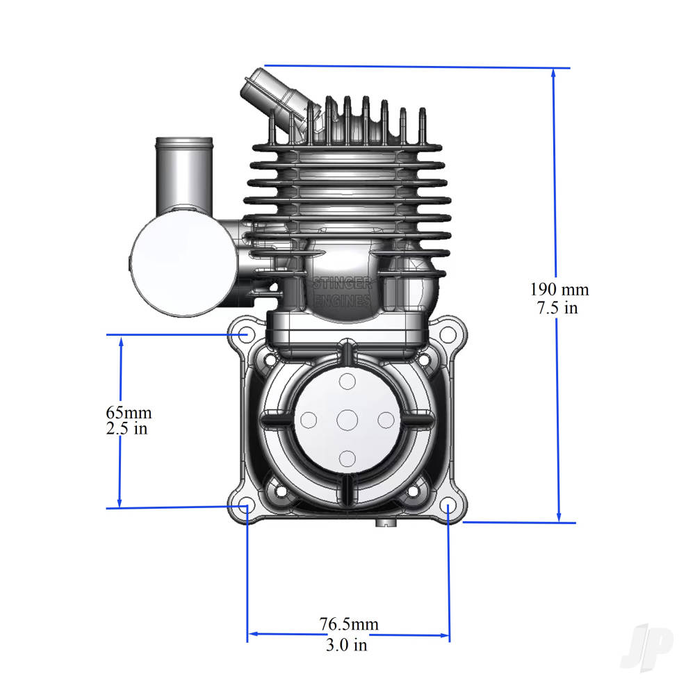 Stinger Engines 63cc Petrol 2-Stroke Single Cylinder Side Exhaust Engine RCGF63SE 5