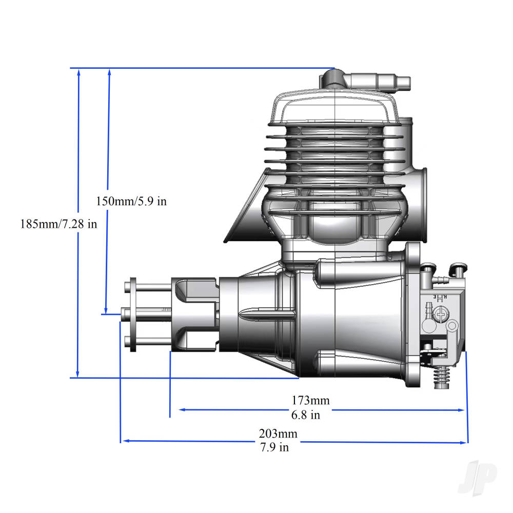 Stinger Engines 63cc Petrol 2-Stroke Single Cylinder Side Exhaust Engine RCGF63SE 6