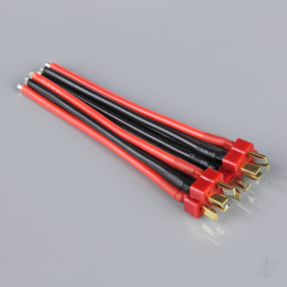 Radient Pigtail Connector Pack, Deans, Male, 4in Lead, 14AWG, 100mm (5pcs) RDNAC010006 - RC Electronics