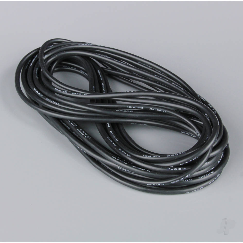 Radient Silicone Wire, 12AWG, 680 Strand, 25ft / 7.5m Black (on a roll) RDNAC010134