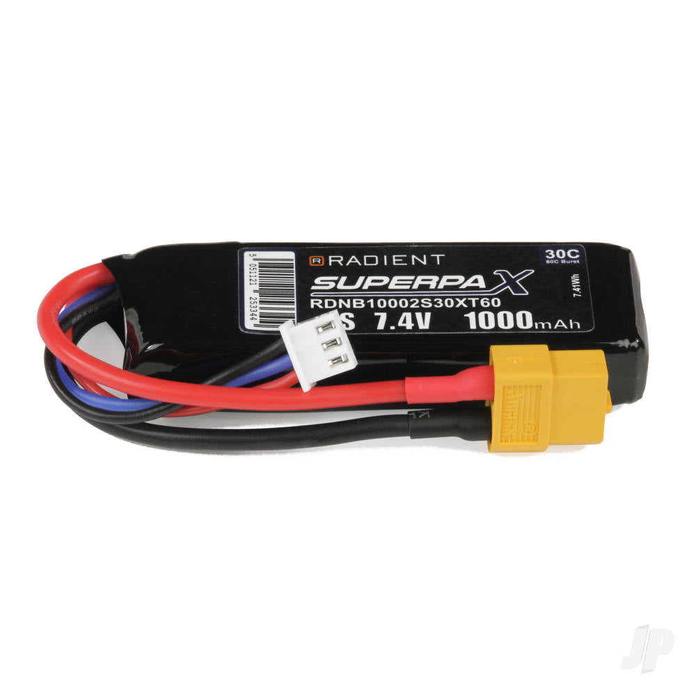 Radient LiPo 2S 1000mAh 7.4V 30C XT60 RDNB10002S30XT60