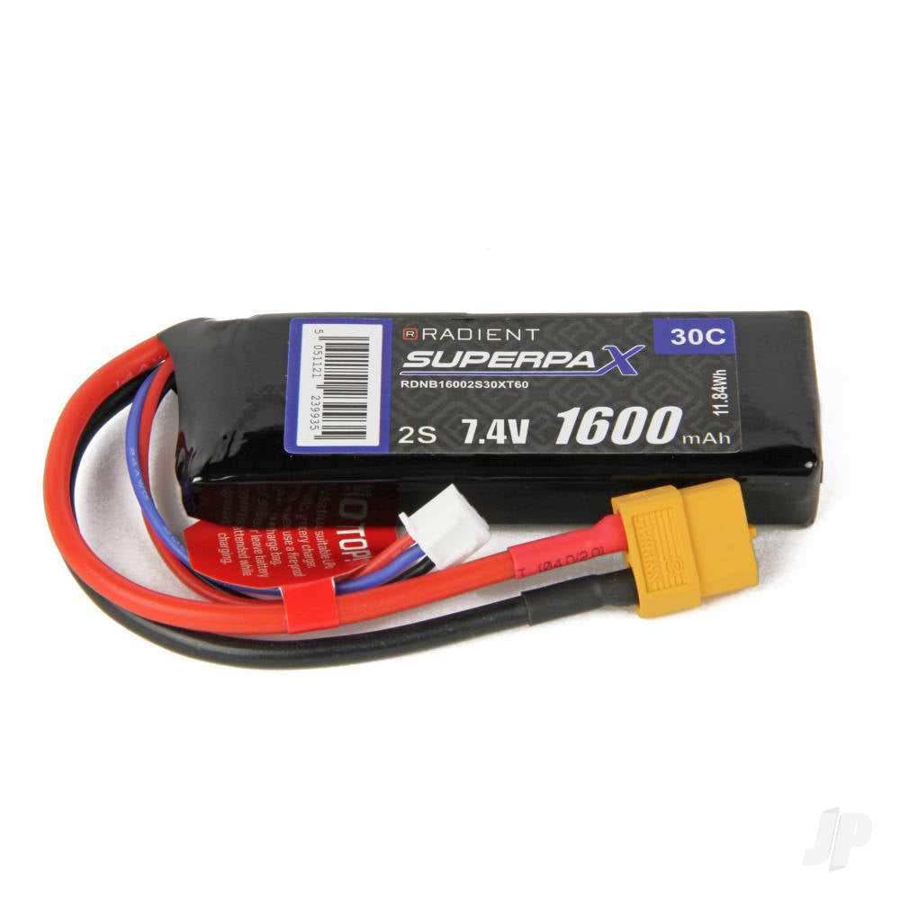 Radient LiPo 2S 1600mAh 7.4V 30C XT60 RDNB16002S30XT60