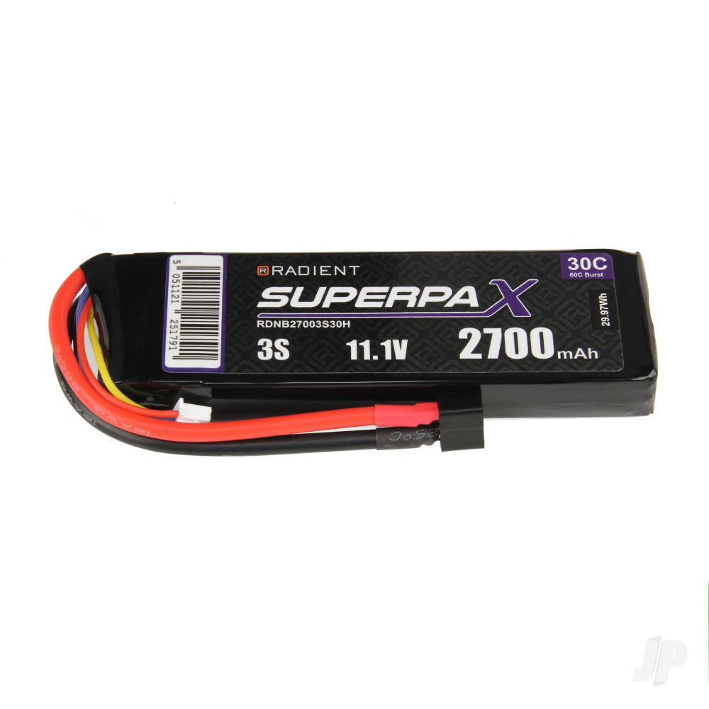 Radient LiPo 3S 2700mAh 11.1V 30C Deans (HCT) RDNB27003S30H