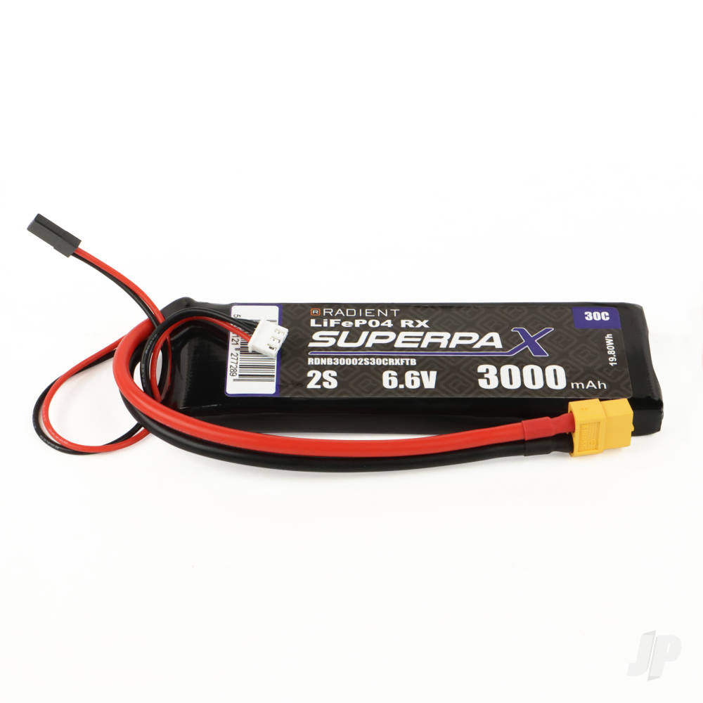 Radient LiFe 2S 6.6V 3000mAh 30C XT60 Futaba / Hitec (RDNB30002S30CRXFTB)