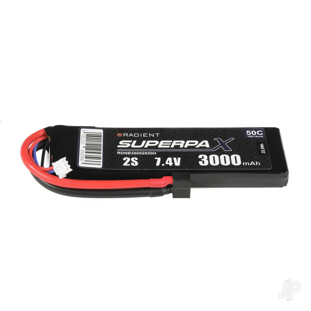 Radient LiPo 2S 3000mAh 7.4V 50C Deans (HCT) RDNB30002S50H