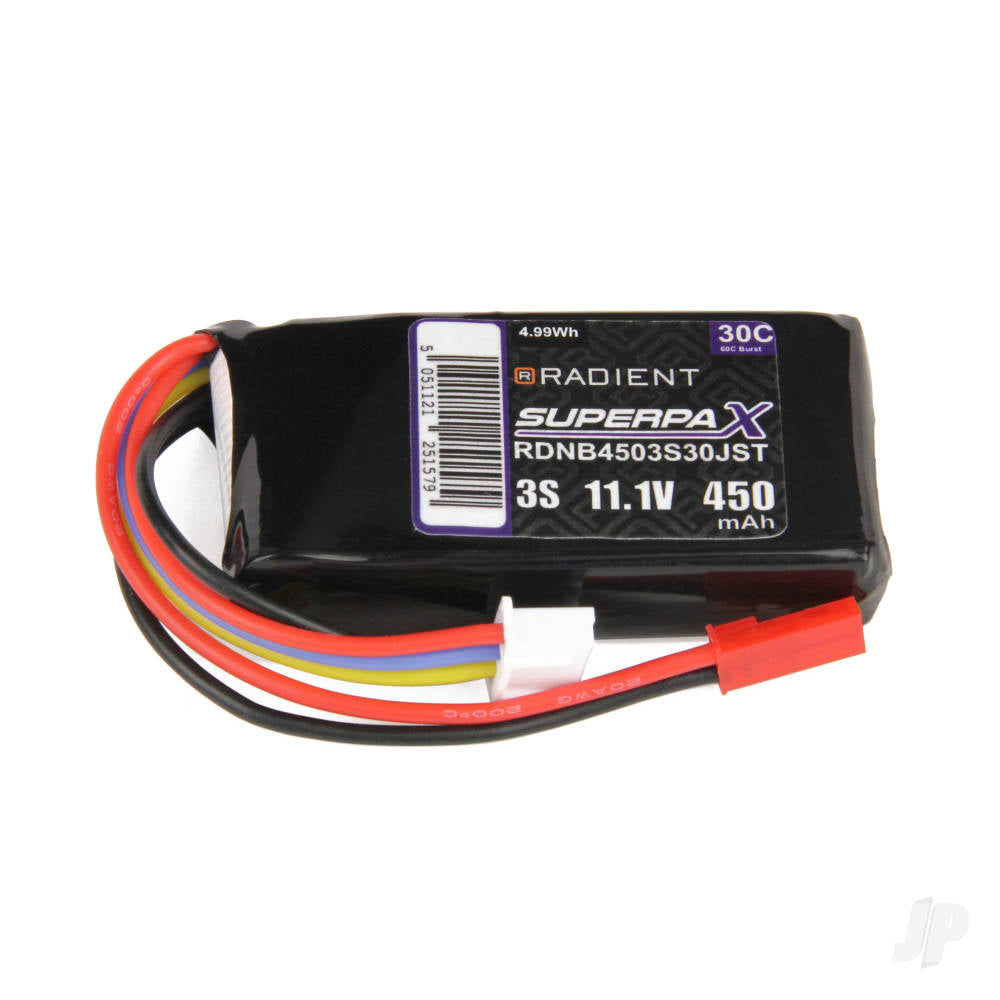 Radient LiPo 3S 450mAh 11.1V 30C JST RDNB4503S30JST