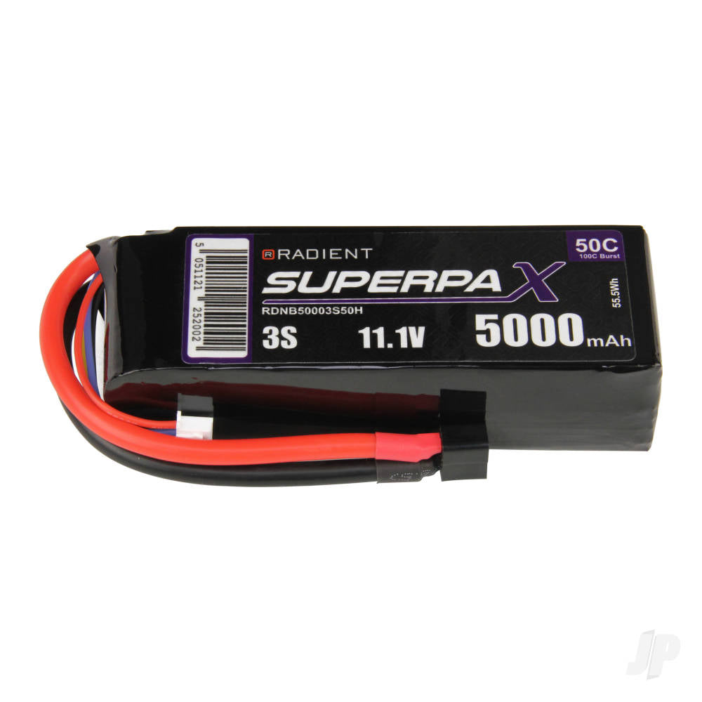 Radient LiPo 3S 5000mAh 11.1V 50C Deans (HCT) RDNB50003S50H
