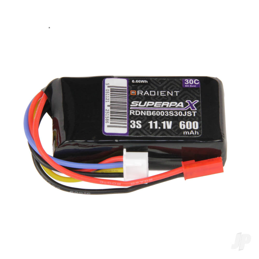 Radient LiPo 3S 600mAh 11.1V 30C JST RDNB6003S30JST