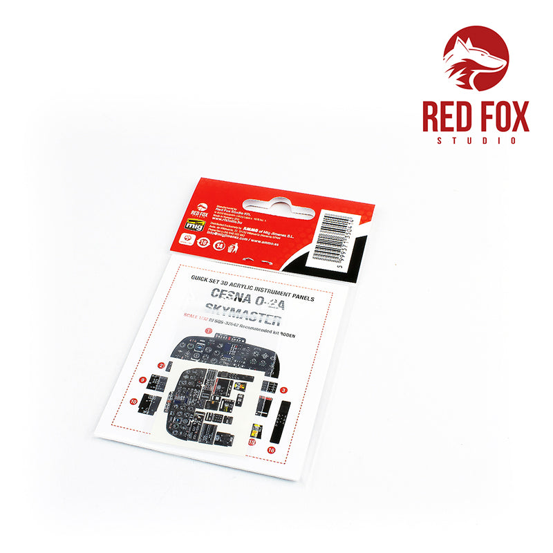 Cessna O-2A Skymaster Quick Set 3D Acrylic Instrument Panel (designed to be used with Roden kits)