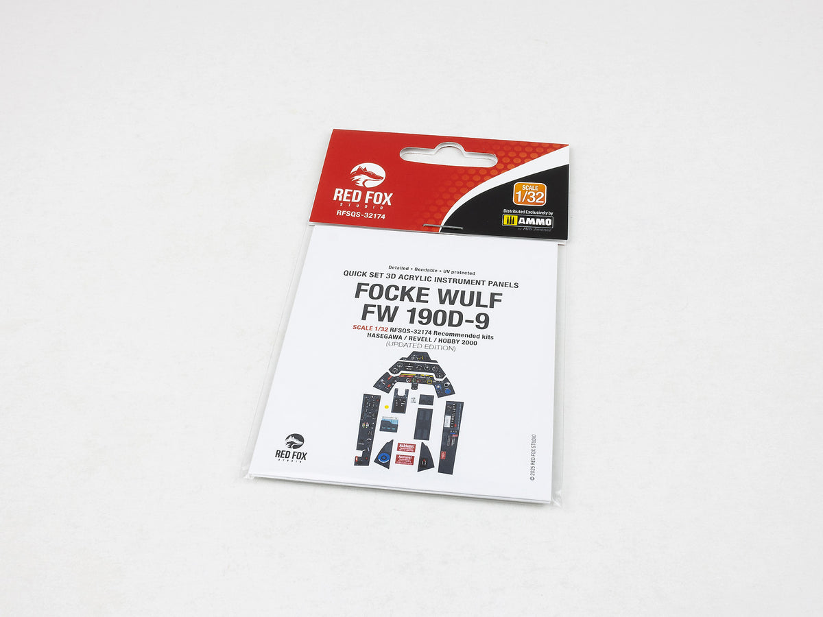 Focke-Wulf Fw-109D-9 Updated 3D colored resin 3D Acrylic Instrument Panel (designed to be used with Hasegawa, Hobby 2000 and Revell kits)