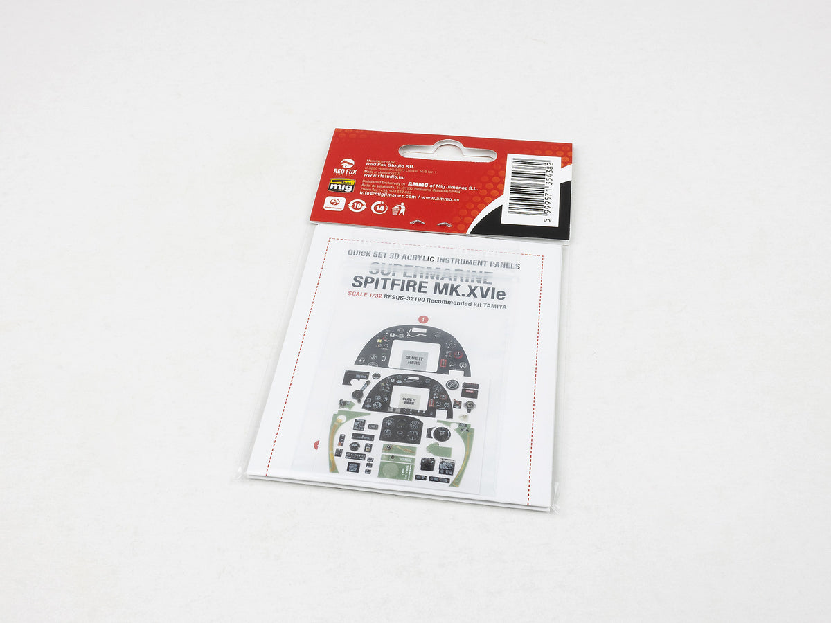 Supermarine Spitfire Mk.XVIe 3D colored resin 3D Acrylic Instrument Panel (designed to be used with Tamiya kits)