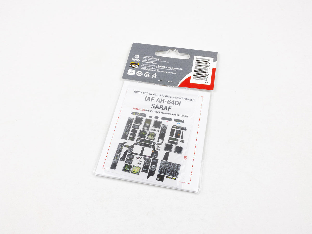 Bell/Boeing AH-64DI SARAF 3D colored resin 3D Acrylic Instrument Panel (designed to be used with Takom kits)