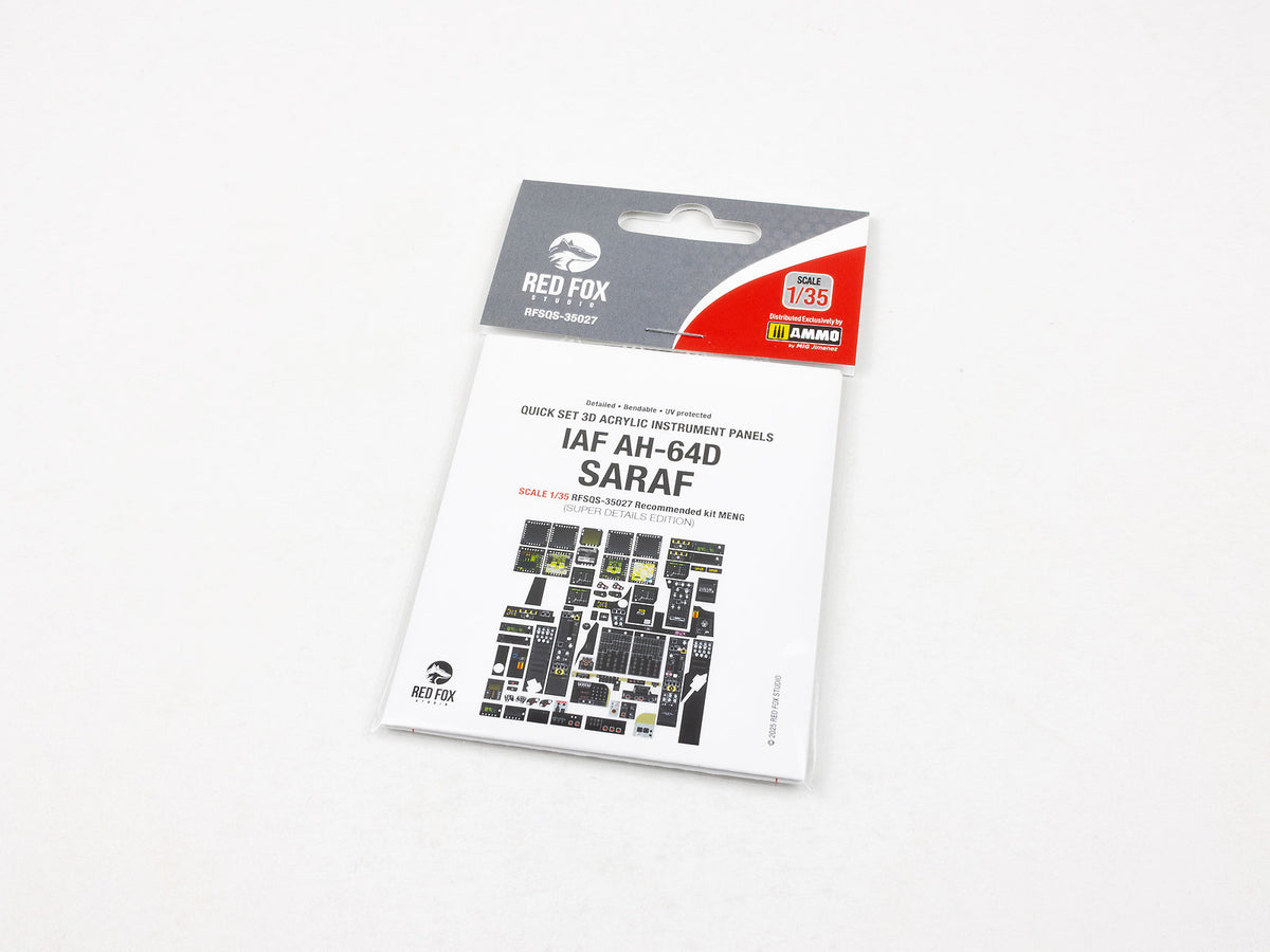 Bell/Boeing AH-64D SARAF 3D colored resin 3D Acrylic Instrument Panel (designed to be used with Meng Model kits)