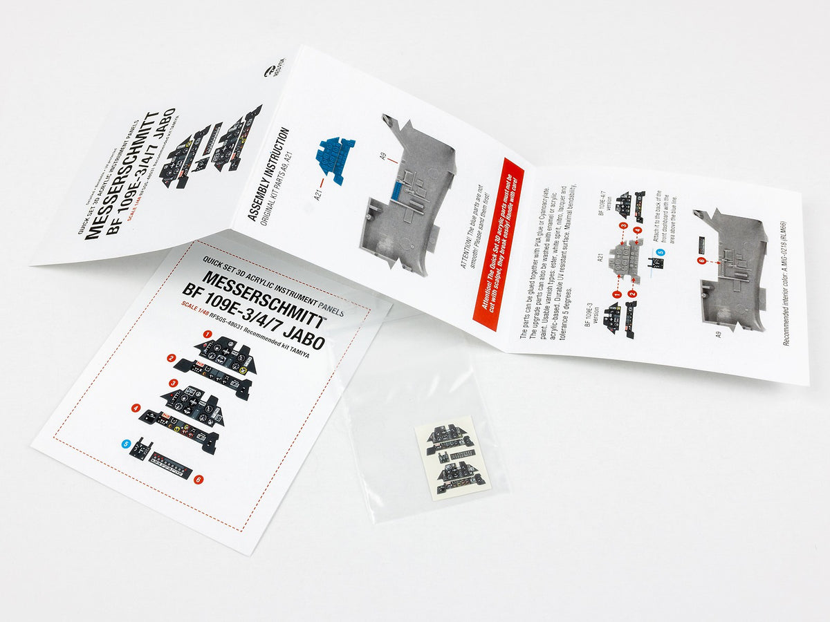 Messerschmitt Bf-109E-3/4/7 JABO 3D Acrylic Instrument Panel (designed to be used with Tamiya kits)