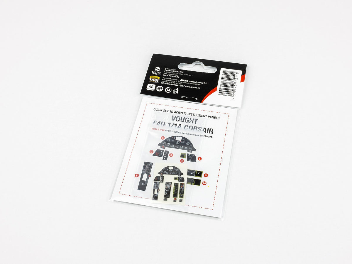 Vought F4U-1/1A Corsair 3D Acrylic Instrument Panel (designed to be used with Tamiya kits)