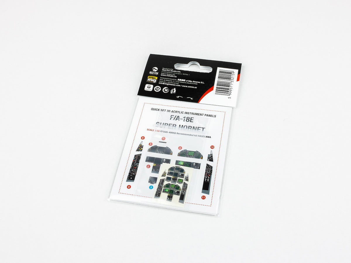 Boeing F/A-18E Super Hornet 3D Acrylic Instrument Panel (designed to be used with Hasegawa kits)
