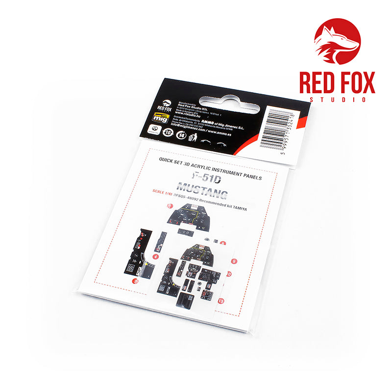 North-American F-51D Mustang Quick Set 3D Acrylic Instrument Panel (designed to be used with Tamiya kits)