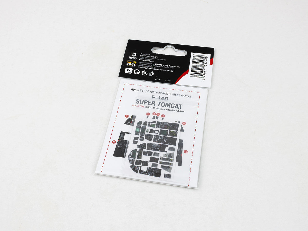 Grumman F-14D Super Tomcat 3D Acrylic Instrument Panel (designed to be used with Great Wall Hobby kits)