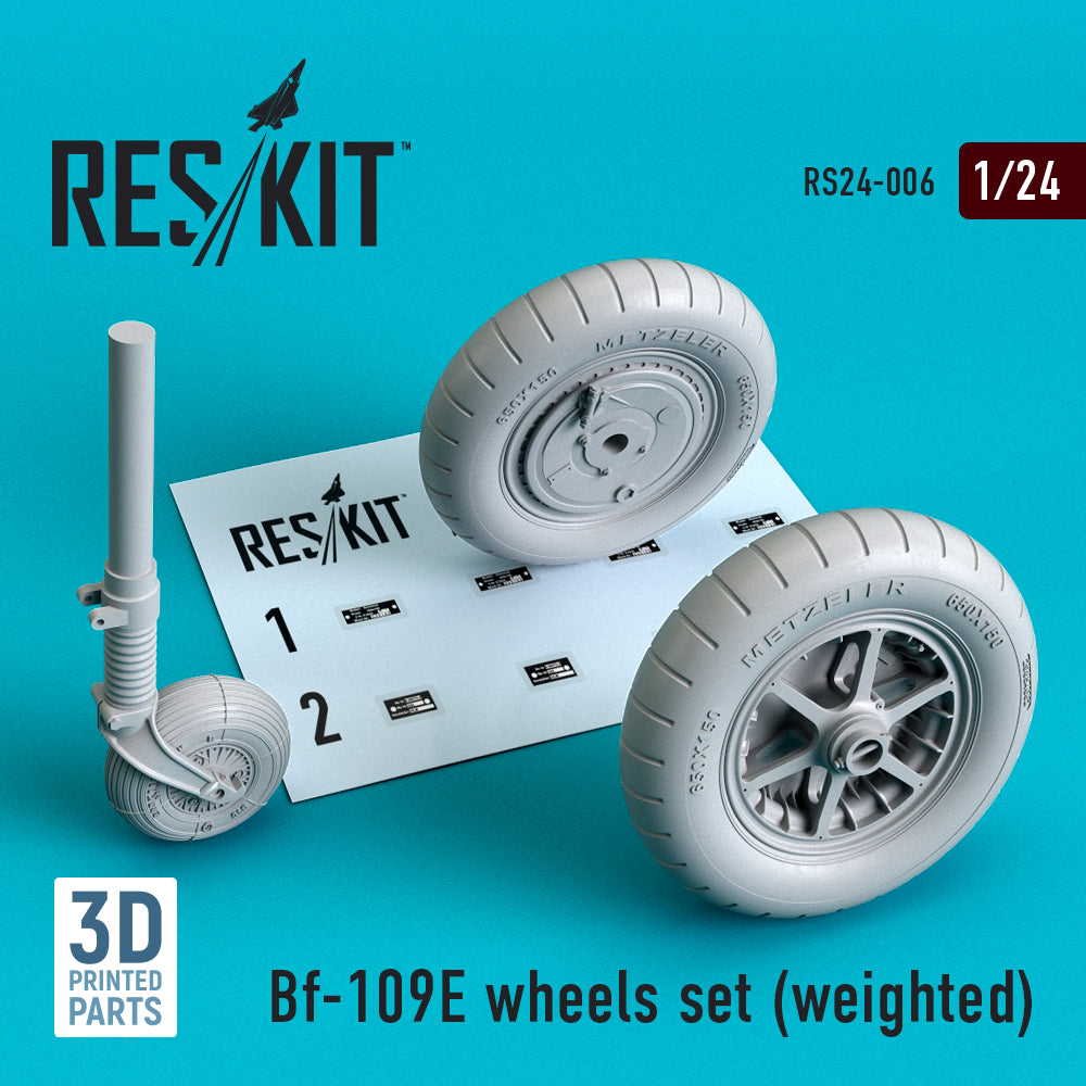 Messerschmitt Bf-109E wheels set (weighted (designed to be used with Airfix and MPC kits) (ResKit sold out May 2026)