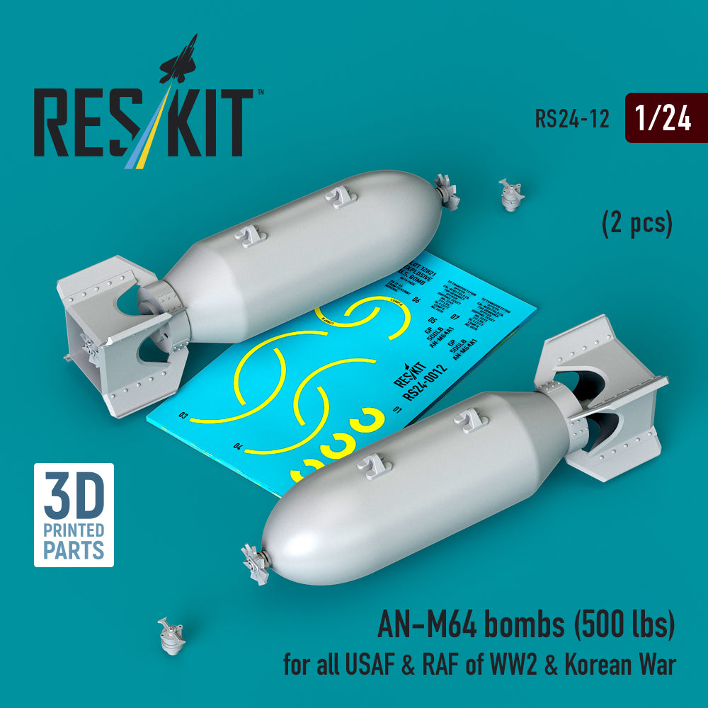 AN-M64 bombs (500 lbs) for all USAF & RAF of WW2 & Korean War (2 pcs) 3D-Printed
