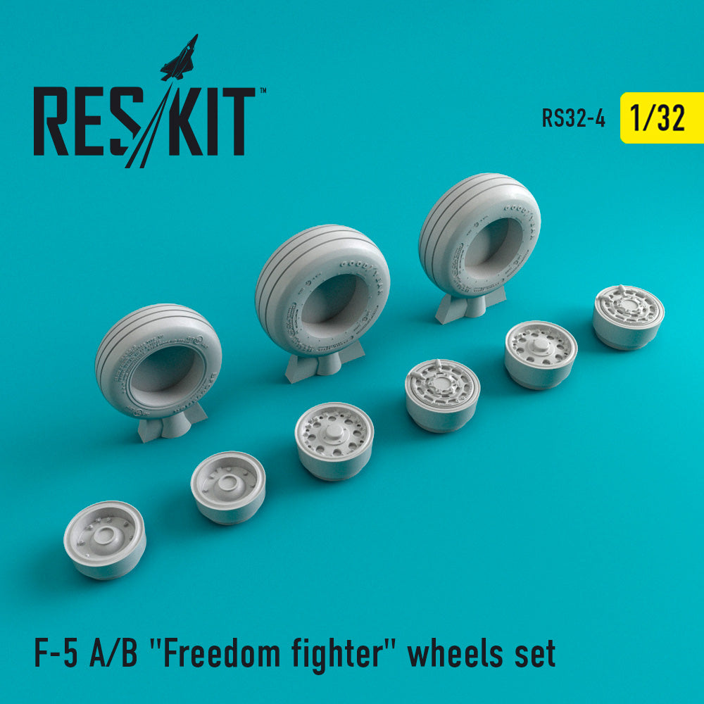 Northrop F-5A/B Freedom fighter wheels set (designed to be used with Hasegawa, Kangnam, Kitty Hawk Models Model and Revell kits) (ResKit sold out February 2026)