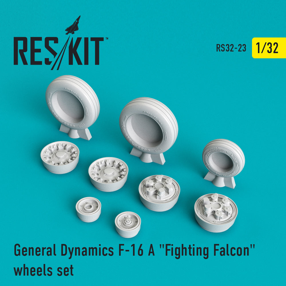 General-Dynamics F-16AF-16B/Lockheed-Martin F16C/F-16D Fighting Falcon early weighted wheels set (designed to be used with Hasegawa and Revell kits) (ResKit sold out May 2026)