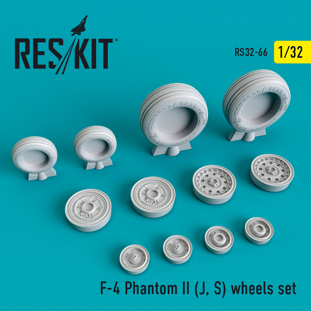 McDonnell F-4 Phantom II (F-4J, F-4S) (ResKit sold out May 2026)  wheels set (designed to be used with Tamiya kits) (ResKit sold out May 2026)