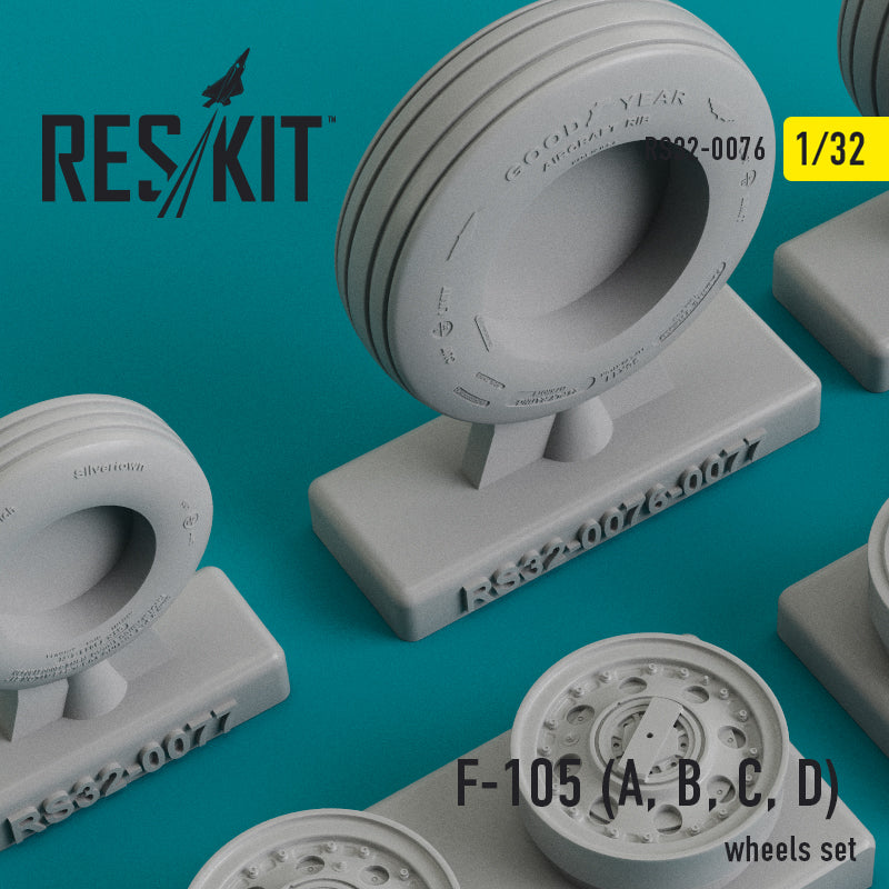 Republic F-105 Thunderchief (F-105A, F-105B, F-105C, F-105D) (ResKit sold out May 2026)  wheels set (designed to be used with Trumpeter kits) (ResKit sold out May 2026)