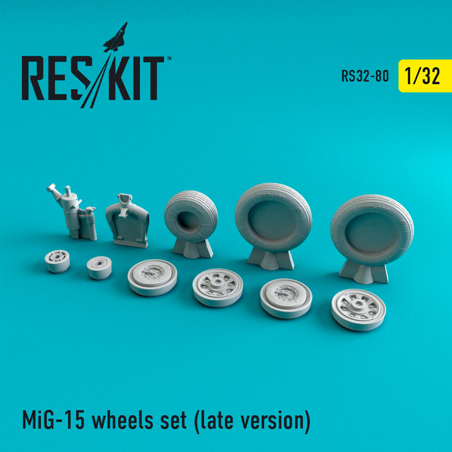 Mikoyan MiG-15 wheels set (late version)	 (designed to be used with Hobbycraft, HPH models and Trumpeter kits)(ResKit sold out February 2026)