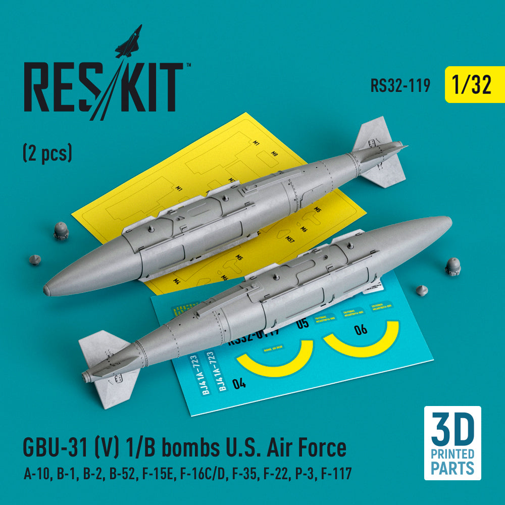 RE-RELEASED!!! GBU-31 Bomb (2 pcs) (designed to be used with AFV Club, Hasegawa, Revell, Tamiya and Trumpeter kits) (now 3D-Printed)