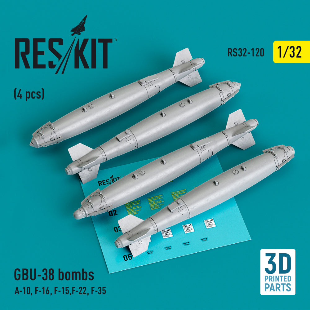 RE-RELEASED!!! GBU-38 Bomb (4 pcs) (designed to be used with AFV Club, Hasegawa, Revell, Tamiya and Trumpeter kits)(now 3D-Printed)