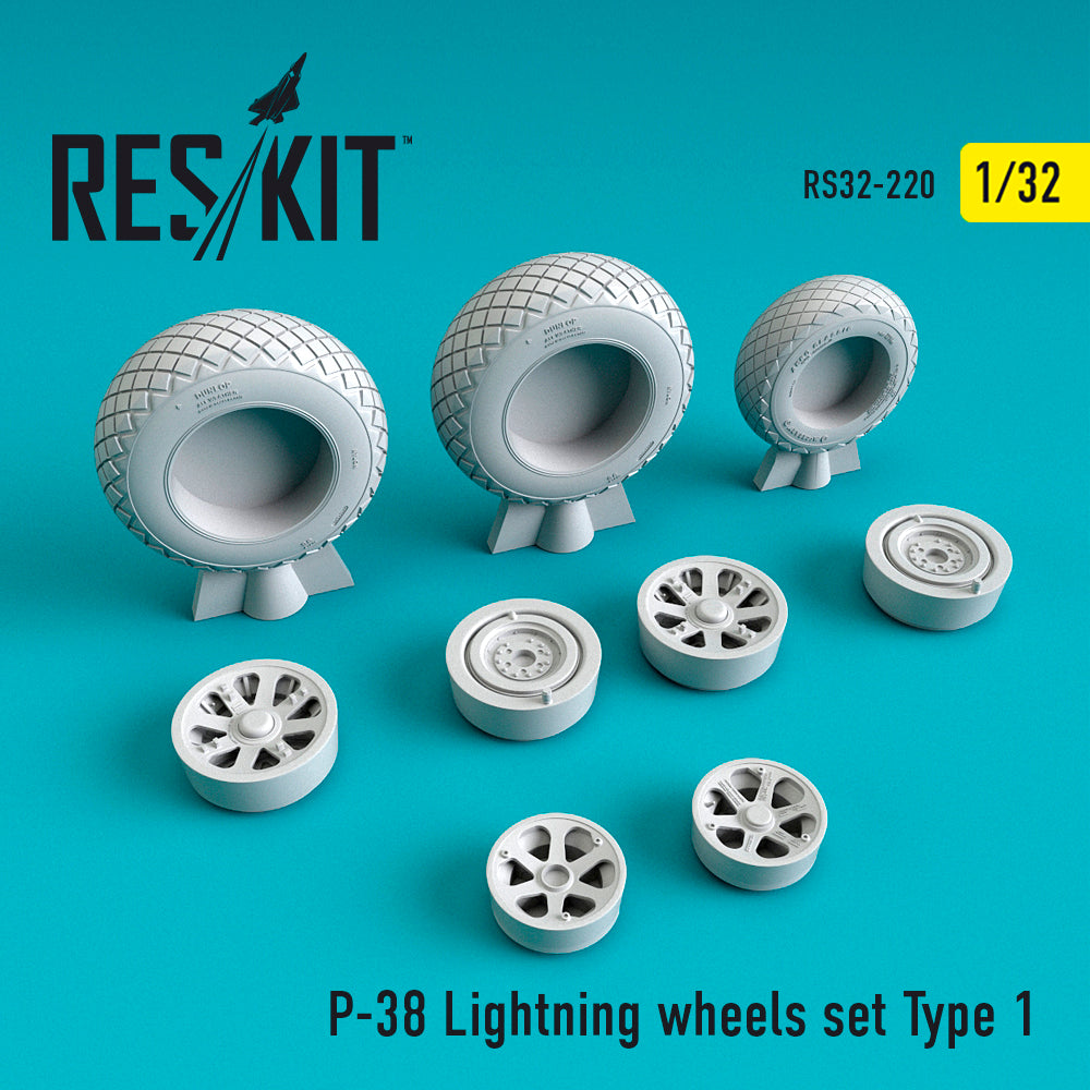 Lockheed P-38 Lightning wheels set Type 1 (designed to be used with Revell and Trumpeter kits) (ResKit sold out May 2026)