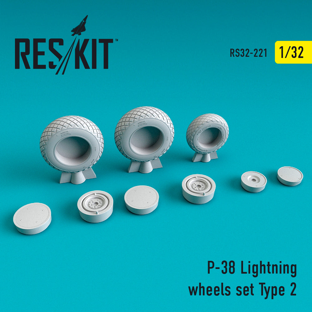 Lockheed P-38 Lightning wheels set Type 2 (designed to be used with Revell and Trumpeter kits) (ResKit sold out May 2026)