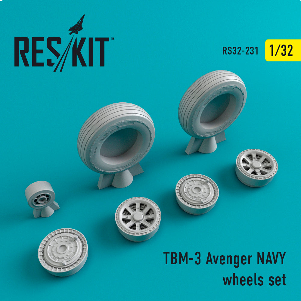 Grumman TBM-3 Avenger NAVY wheels set (designed to be used with Trumpeter kits) (ResKit sold out May 2026)